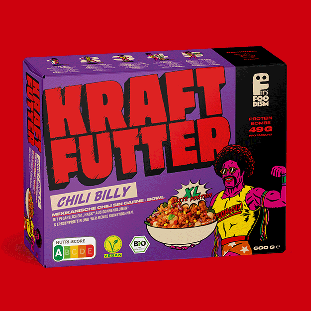  Aufgabenstellung: Corporate Design / Identity Design, Verpackungsdesign | Kunde: Foodism | Jahr: 2023 | Projekt: Foodism. Kraftfutter.